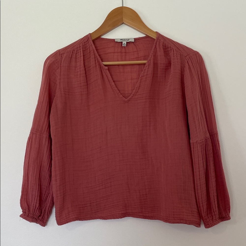 Madewell Deep Red V-Neck Blouse